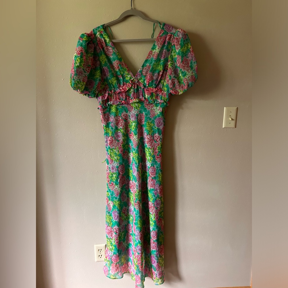 ASTR the Label Esperanza Puff Sleeve Midi Dress